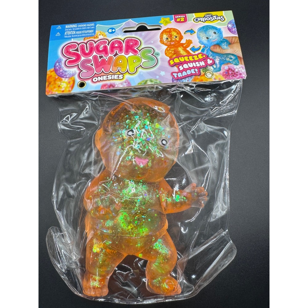 Orb Curiosities Sugar Swaps Onesies Series 2 Orange Glitter Squishy Baby Toy 5in